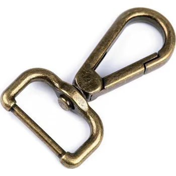 Kovová karabina otočná, průvlek 25 mm Balení: 1 ks, Varianta: 3 staromosaz - 8591149866524