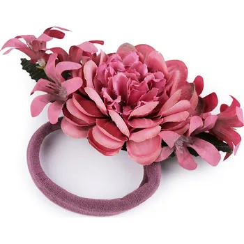 Módní doplněk Gumička do vlasů s květy Balení: 1 ks, Varianta: 3 cyklámenová - 8596475472685