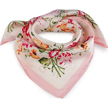 Šátek Saténový šátek 65x65 cm - 2 růžová lasturová