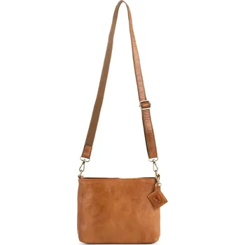 Kabelka Marbella Vintage ramenní kabelka z kůže světle hnědá 24.5 x 19 x 8 cm