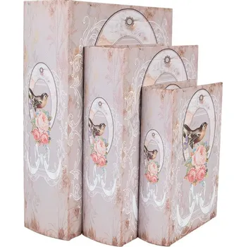 Úložný box 3ks úložný box ve tvaru knihy s ptáčky Bird - 27*22*7 / 22*17*6 / 17*12*4 cm