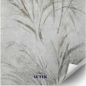 Tapeta Tapeta na zeď, rostliny, listy, zlato-stříbrné třpytky, 3D efekt, 1335-10