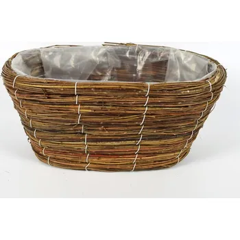 Zahrada DUE ESSE DUE ESSE, Proutěný oválný květináč 31 x 17 cm, hnědý