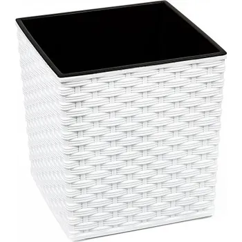 Květináč Lamela LAMELA, květináč JUKA RATAN 250 x 250 mm, bílý