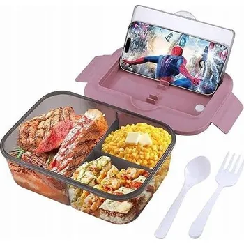 Svačinový box Lunch Box Svačinový Box s přihrádkami Krabička na snídani 1400 ml Růžová