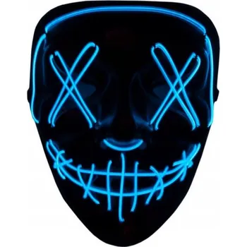 Karnevalová maska LED MASKA SVÍTÍCÍ MODRÁ HALLOWEEN PÁRTY STRAŠIDELNÁ NA BATERIE