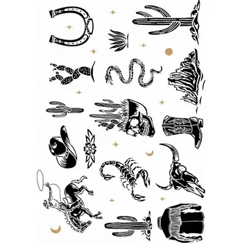 Tetování Smyvatelné tetování Divoký západ - kovbojské motivy, formát A4