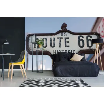 Fototapeta DIMEX | Samolepicí vliesová fototapeta na zeď Značka trasy 66 MA-5-2096 | 375 x 250 cm | modrá, červená, bílá, černá + Samolepicí vliesová fototapeta na stěnu DIMEX Značka trasy 66 MA52096 v rozměru 375 x 250 cm