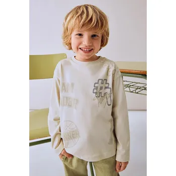 Chlapecké tričko Bavlněné tričko s dlouhým rukávem Mayoral 4074.5A.Mini.9BYA béžová 12X, vel. 128