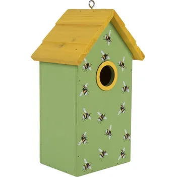 Pro ptáka Zeleno-žlutá dřevěná ptačí budka se včelkami Birdhouse - 15*10*22 cm