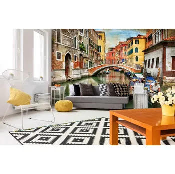 Fototapeta DIMEX | Samolepicí vliesová fototapeta na zeď Krásné romantické Benátky MA-5-0655 | 375 x 250 cm | zelená, žlutá, šedá + Samolepicí vliesová fototapeta na stěnu DIMEX Krásné romantické Benátky MA50655 v rozměru 375 x 250 cm