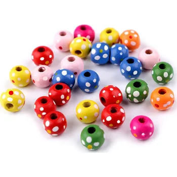 Korálek Dřevěné korálky Ø10 mm Balení: 10 g, Varianta: mix - 8596475251440