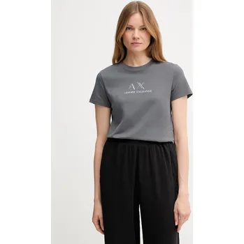 Dámské tričko Bavlněné tričko Armani Exchange dámské, šedá barva, XW001345 AF16356 XW001345.AF16356 90X, vel. XS