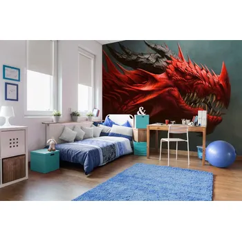 Fototapeta DIMEX | Samolepicí vliesová fototapeta na zeď Červený drak MA-5-1252 | 375 x 250 cm | červená, černá, hnědá + Samolepicí vliesová fototapeta na stěnu DIMEX Červený drak MA51252 v rozměru 375 x 250 cm