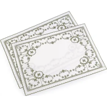 prostírání Prostírání textilní vyšívané 32x45 cm Balení: 2 ks, Varianta: 1 (30x43 cm) zelená - 8596475630917