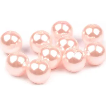 Korálek Plastové voskové korálky / perly Glance Ø12 mm Balení: 25 ks, Varianta: F49 růžová - 8596475408769