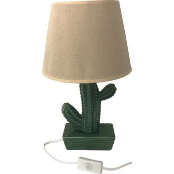Lampička DUE ESSE DUE ESSE, Stolní lampa zelená se zeleným kaktusem 38 cm
