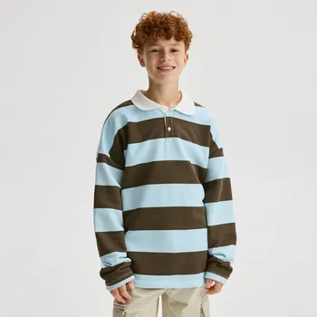 Chlapecká mikina Reserved - Bavlněná mikina s pruhy - hnědá - 018FK-88X - 018FK-88X-116