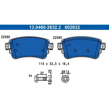 Brzdová destička Sada brzdových destiček, kotoučová brzda ATE 13.0460-2632.2