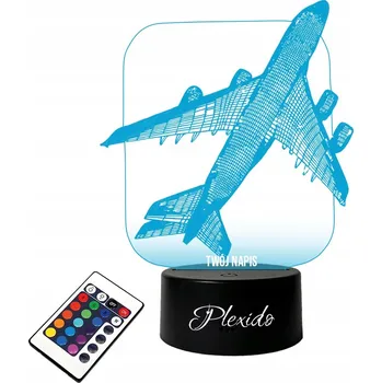 Lampička LAMPKA na SKLE Letadlo 3D LED RGB + DÁLKOVÝ OVLADAČ 16 BAREV