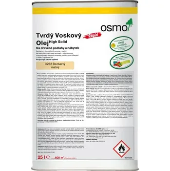 Stavební chemie Osmo 3262 RAPID Tvrdý voskový olej, Mat 25 l