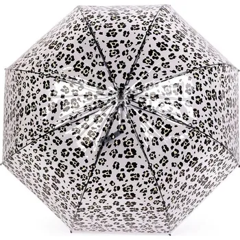 Deštník Dámský / dívčí průhledný vystřelovací deštník leopard - 1 krémová světlá