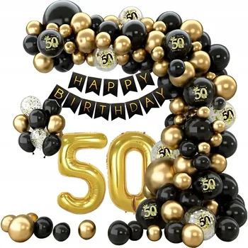 Balónek BALÓNKOVÁ GIRLANDA SADA PRO 50 BALÓNKY ZLATÉ KONFETY PÁSKA LEPIDLO 88 ks