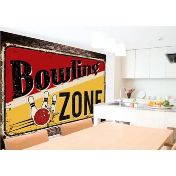 Fototapeta DIMEX | Samolepicí vliesová fototapeta na zeď Cedule - Bowlingová zóna MA-5-2062 | 375 x 250 cm | červená, černá, žlutá + Samolepicí vliesová fototapeta na stěnu DIMEX Cedule - Bowlingová zóna MA52062 v rozměru 375 x 250 cm