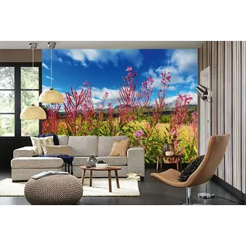 Fototapeta DIMEX | Samolepicí vliesová fototapeta na zeď Louka na Aljašce MA-5-1348 | 375 x 250 cm | zelená, modrá, bílá, růžová + Samolepicí vliesová fototapeta na stěnu DIMEX Louka na Aljašce MA51348 v rozměru 375 x 250 cm