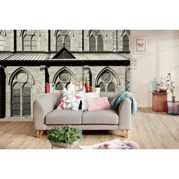 Fototapeta DIMEX | Samolepicí vliesová fototapeta na zeď Vzor okna MA-5-0801 | 375 x 250 cm | bílá, černá, šedá + Samolepicí vliesová fototapeta na stěnu DIMEX Vzor okna MA50801 v rozměru 375 x 250 cm