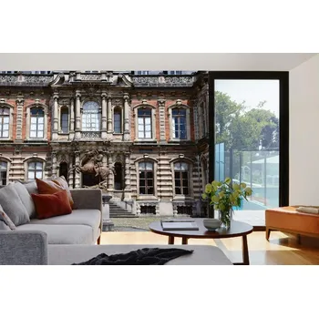 Fototapeta DIMEX | Samolepicí vliesová fototapeta na zeď Hrad Perrier MA-5-0807 | 375 x 250 cm | béžová, černá, oranžová, hnědá, šedá + Samolepicí vliesová fototapeta na stěnu DIMEX Hrad Perrier MA50807 v rozměru 375 x 250 cm