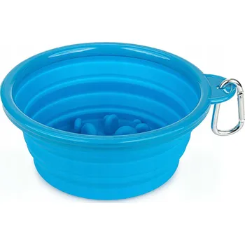 Miska pro psa Skládací (cestovní) silikonová miska Happet modrá 1 l