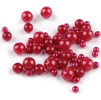 Korálek Plastové voskové korálky / perly Glance mix velikostí Balení: 1 sáček, Varianta: F78/40 červená tm. - 8596475569361