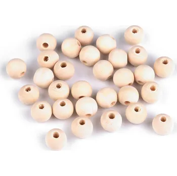 Korálek Dřevěné korálky nelakované Ø12 mm Balení: 50 ks, Varianta: přírodní sv. - 8596475208703