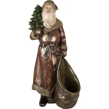 Vánoční dekorace Vánoční dekorace figurka Santa s pytlem na dárky a stromkem - 24*17*47 cm