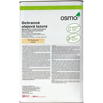 Stavební chemie Osmo 701 Ochranná olejová lazura, Bezbarvá,mat. 25 l
