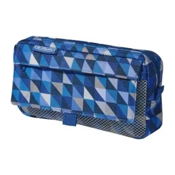 Penál Herlitz - Pouzdro, 2 kapsy, Geometrické tvary, modré