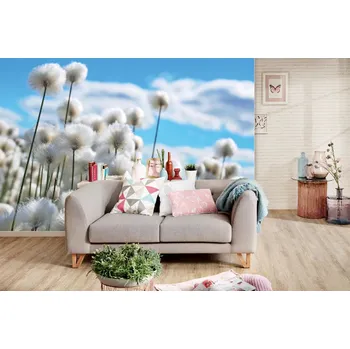 Fototapeta DIMEX | Samolepicí vliesová fototapeta na zeď Kvetoucí bavlna MA-5-1322 | 375 x 250 cm | modrá, bílá + Samolepicí vliesová fototapeta na stěnu DIMEX Kvetoucí bavlna MA51322 v rozměru 375 x 250 cm