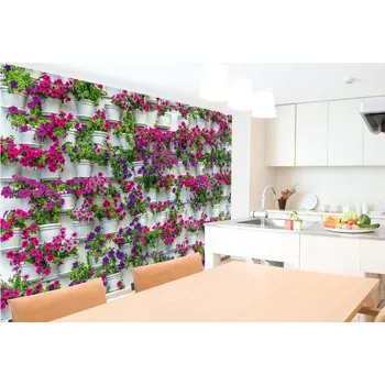 Fototapeta DIMEX | Samolepicí vliesová fototapeta na zeď Květiny v květináči MA-5-0772 | 375 x 250 cm | bílá, fialová, růžová + Samolepicí vliesová fototapeta na stěnu DIMEX Květiny v květináči MA50772 v rozměru 375 x 250 cm