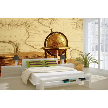 Fototapeta DIMEX | Samolepicí vliesová fototapeta na zeď Vintage glóbus MA-5-1555 | 375 x 250 cm | béžová, žlutá, hnědá + Samolepicí vliesová fototapeta na stěnu DIMEX Vintage glóbus MA51555 v rozměru 375 x 250 cm