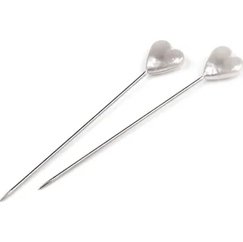 Nástroj na niť a příze Ozdobné špendlíky délka 55 mm srdce Balení: 1 krab., Varianta: bílá perleť - 8591149090912