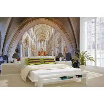 Fototapeta DIMEX | Samolepicí vliesová fototapeta na zeď Interiér kostela MA-5-0893 | 375 x 250 cm | vícebarevná, bílá, hnědá + Samolepicí vliesová fototapeta na stěnu DIMEX Interiér kostela MA50893 v rozměru 375 x 250 cm