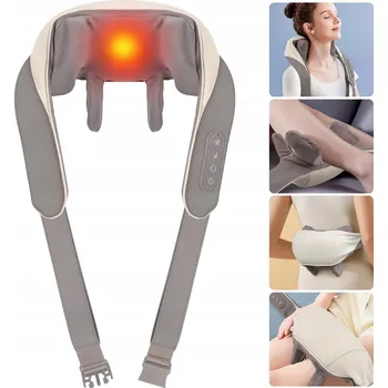 Masážní přístroj BEZDRÁTOVÝ MASÁŽNÍ PŘÍSTROJ NA KRK S NAHŘÍVÁNÍM, PŘENOSNÁ MASÁŽ KRKU BEZ POUŽITÍ RUKOU