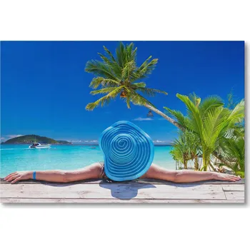 Obraz Obraz na plátně ŽENA NA PLÁŽI POD PALMAMI 70 x 50 cm