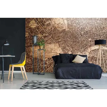 Fototapeta DIMEX | Samolepicí vliesová fototapeta na zeď Stará vintage mapa II. MA-5-1540 | 375 x 250 cm | žlutá, hnědá + Samolepicí vliesová fototapeta na stěnu DIMEX Stará vintage mapa II. MA51540 v rozměru 375 x 250 cm