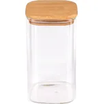 Skleněná dóza s bambusovým víkem, hranatá - 8596475636384
