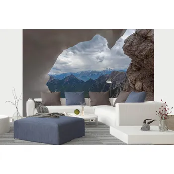 Fototapeta DIMEX | Samolepicí vliesová fototapeta na zeď Výhled na dolomity MA-5-1696 | 375 x 250 cm | modrá, bílá, šedá + Samolepicí vliesová fototapeta na stěnu DIMEX Výhled na dolomity MA51696 v rozměru 375 x 250 cm