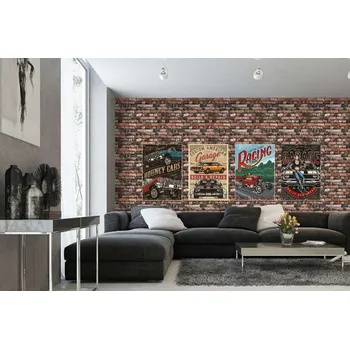 Fototapeta DIMEX | Samolepicí vliesová fototapeta na zeď Vintage plakáty MA-5-2069 | 375 x 250 cm | zelená, červená, žlutá + Samolepicí vliesová fototapeta na stěnu DIMEX Vintage plakáty MA52069 v rozměru 375 x 250 cm