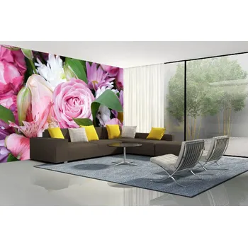 Fototapeta DIMEX | Samolepicí vliesová fototapeta na zeď Růžová kytice MA-5-1402 | 375 x 250 cm | zelená, bílá, růžová + Samolepicí vliesová fototapeta na stěnu DIMEX Růžová kytice MA51402 v rozměru 375 x 250 cm