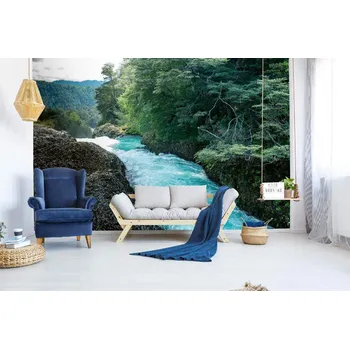 Fototapeta DIMEX | Samolepicí vliesová fototapeta na zeď Řeka Fui, Chile MA-5-1878 | 375 x 250 cm | zelená, bílá, černá + Samolepicí vliesová fototapeta na stěnu DIMEX Řeka Fui, Chile MA51878 v rozměru 375 x 250 cm